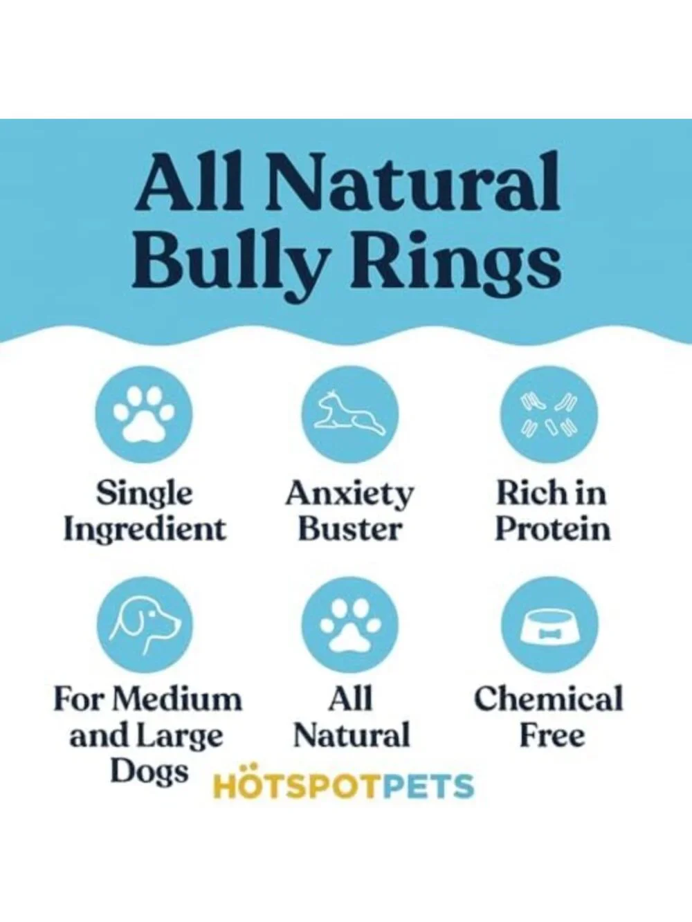 Natural Bully Stick Rings for Dogs - 5 Pack, 4-Inch Chew Treats, Healthy Dog